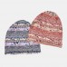 Women Polyester Cotton Overlay Geometry Print Elastic Dual  use Bib Scarf Beanie Hat