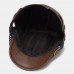 Men PU Leather Autumn Warm Beret Cap Retro Color Stripe Knit Stitching Patch Flat Hat Forward Cap Peaked Cap